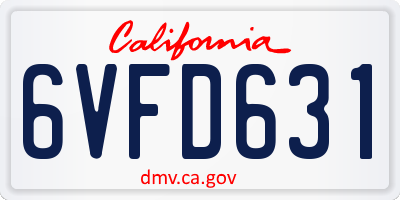 CA license plate 6VFD631