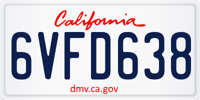 CA license plate 6VFD638
