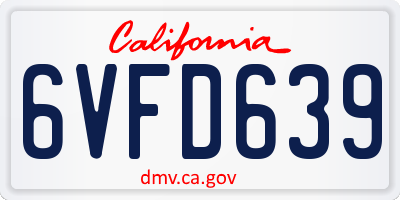 CA license plate 6VFD639