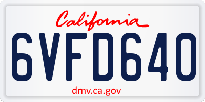 CA license plate 6VFD640