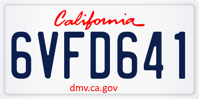 CA license plate 6VFD641