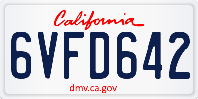 CA license plate 6VFD642