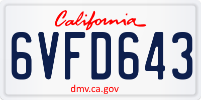 CA license plate 6VFD643