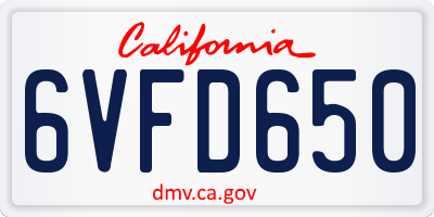 CA license plate 6VFD650