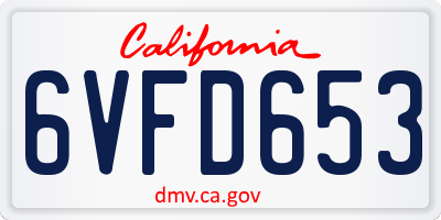 CA license plate 6VFD653