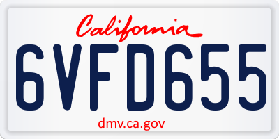 CA license plate 6VFD655