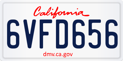 CA license plate 6VFD656