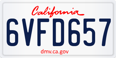 CA license plate 6VFD657