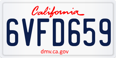 CA license plate 6VFD659