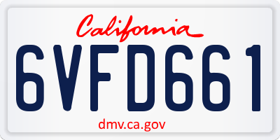 CA license plate 6VFD661