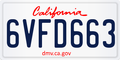 CA license plate 6VFD663