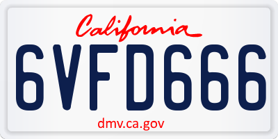CA license plate 6VFD666