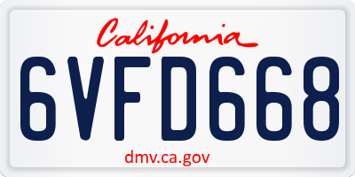 CA license plate 6VFD668