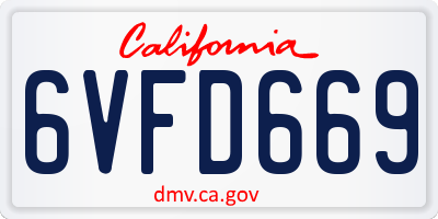 CA license plate 6VFD669