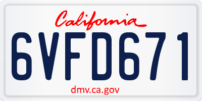 CA license plate 6VFD671