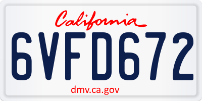 CA license plate 6VFD672