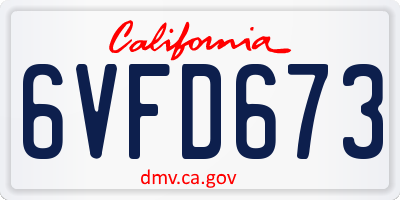 CA license plate 6VFD673
