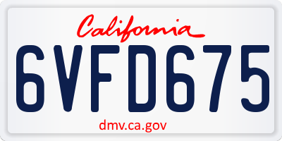 CA license plate 6VFD675