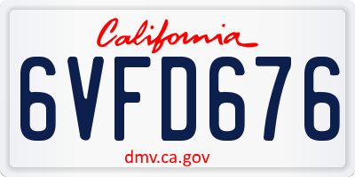 CA license plate 6VFD676