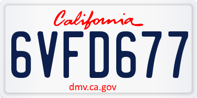 CA license plate 6VFD677