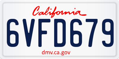 CA license plate 6VFD679