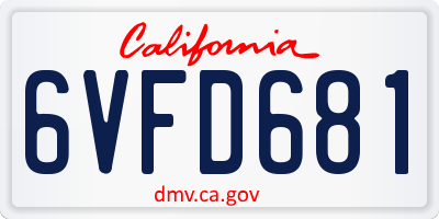 CA license plate 6VFD681