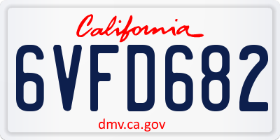 CA license plate 6VFD682