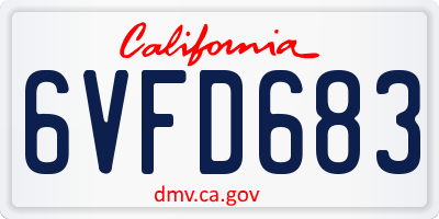 CA license plate 6VFD683