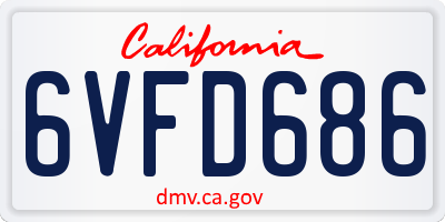 CA license plate 6VFD686