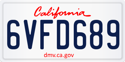 CA license plate 6VFD689