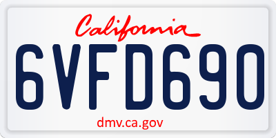 CA license plate 6VFD690