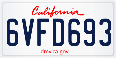CA license plate 6VFD693