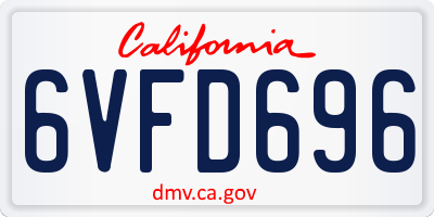CA license plate 6VFD696