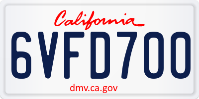 CA license plate 6VFD700