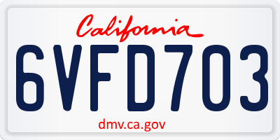 CA license plate 6VFD703