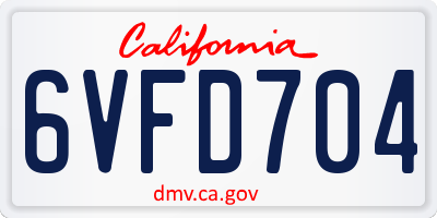 CA license plate 6VFD704