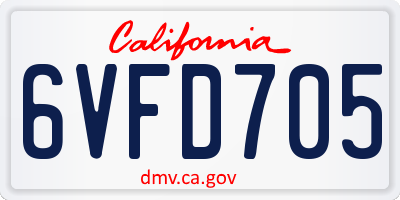 CA license plate 6VFD705