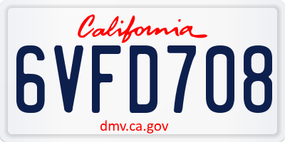 CA license plate 6VFD708
