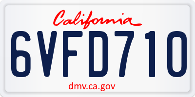 CA license plate 6VFD710