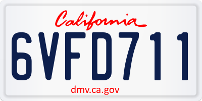 CA license plate 6VFD711