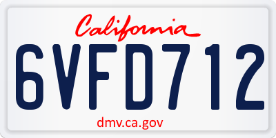CA license plate 6VFD712
