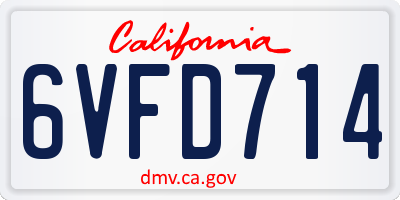 CA license plate 6VFD714