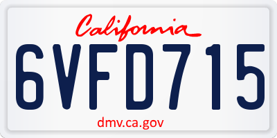 CA license plate 6VFD715