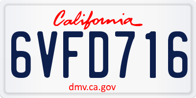 CA license plate 6VFD716