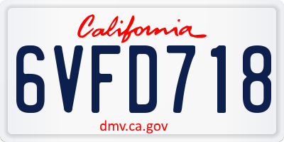 CA license plate 6VFD718
