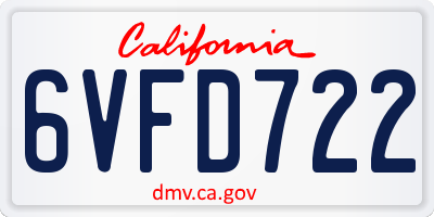 CA license plate 6VFD722