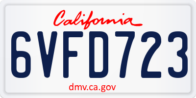 CA license plate 6VFD723