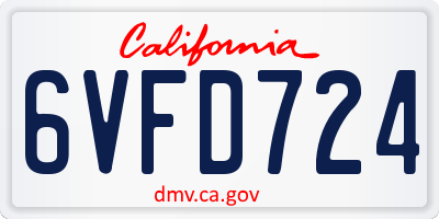 CA license plate 6VFD724