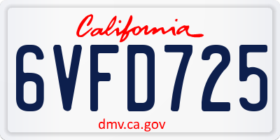 CA license plate 6VFD725