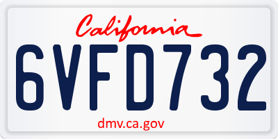 CA license plate 6VFD732